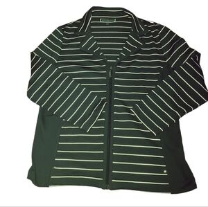 Karen Scott Plus Women's Petite Large Blue/White Notch Collar Zip Front Jacket